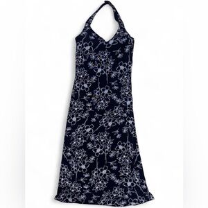 Black Floral Halter Top Dress